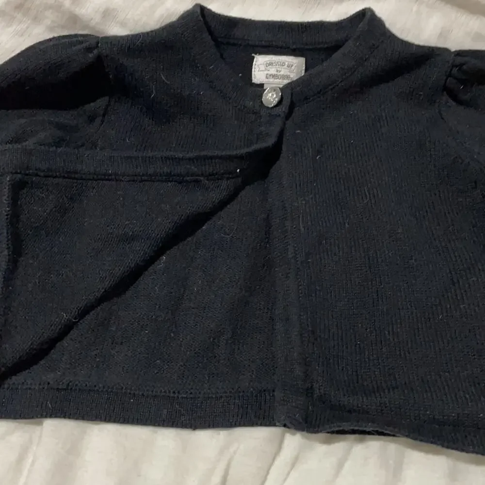 Gymboree 3t bling button black open cardigan like new puffed sleeves cotton soft